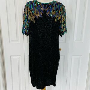 Incredible Vintage Laurence Kazar Silk Beaded Dress